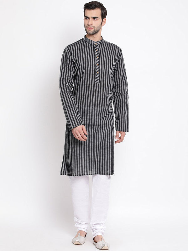 Men's Black Pure Cotton Kurta and Pyjama Set - Vastramay