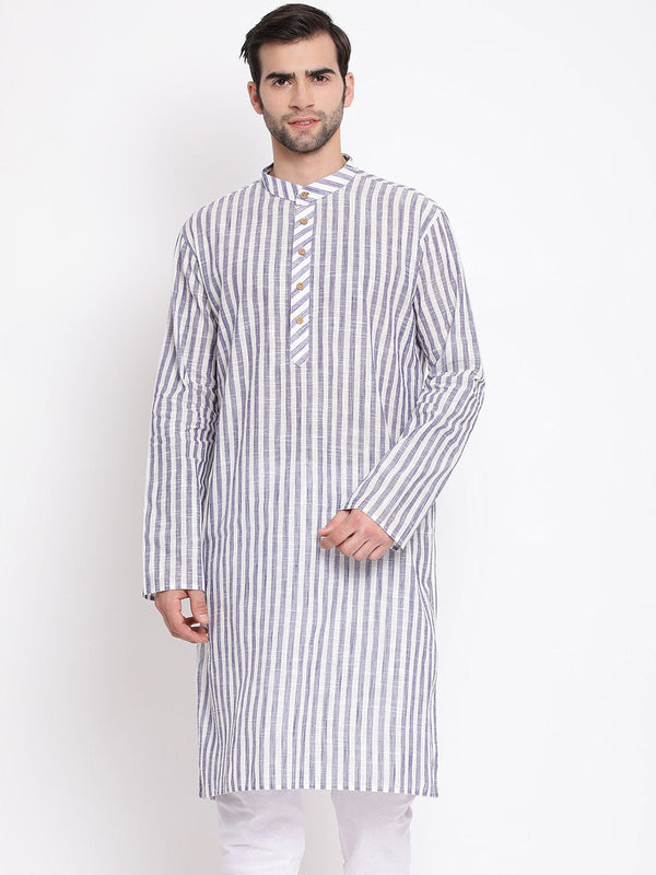 Men's Grey Pure Cotton Kurta - Vastramay