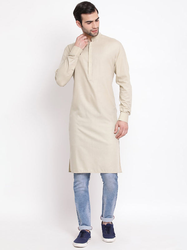 Men's Green Cotton Blend Kurta - Vastramay