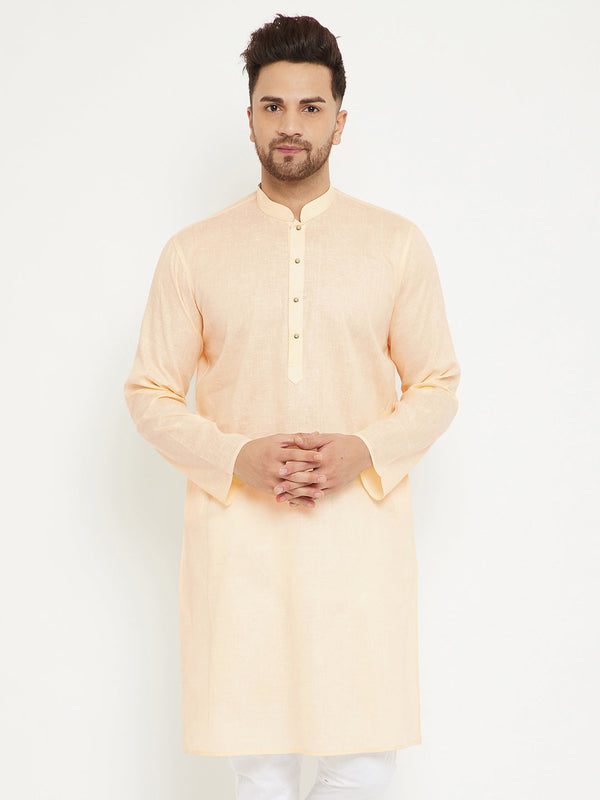 Jashvi Men's Cream Cotton Blend Kurta