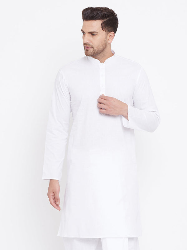 Jashvi Men's White Cotton Kurta