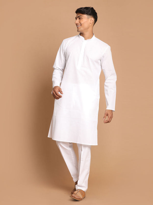 Jashvi Men's White Kurta And Pajama Set