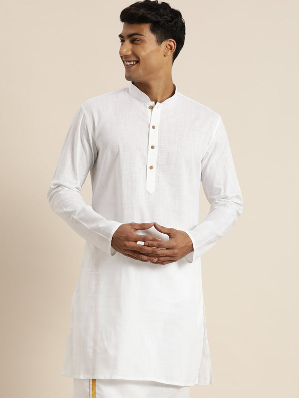 Jashvi Men's White Cotton Kurta