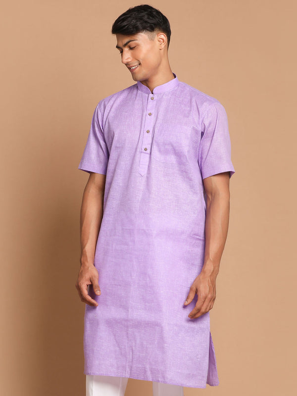 Jashvi Men's Purple Solid Kurta