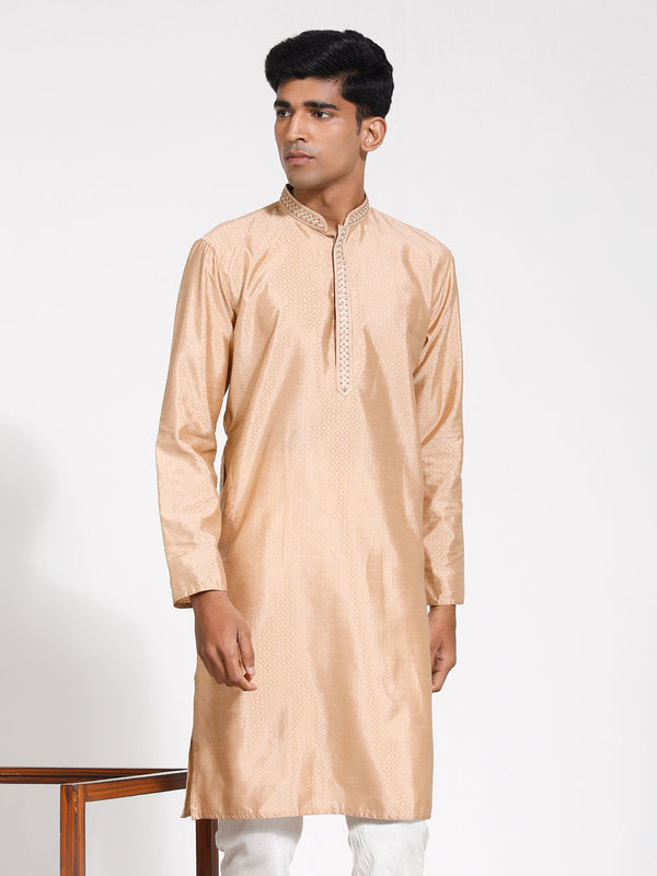 Jashvi Men's Cream Silk Blend Kurta