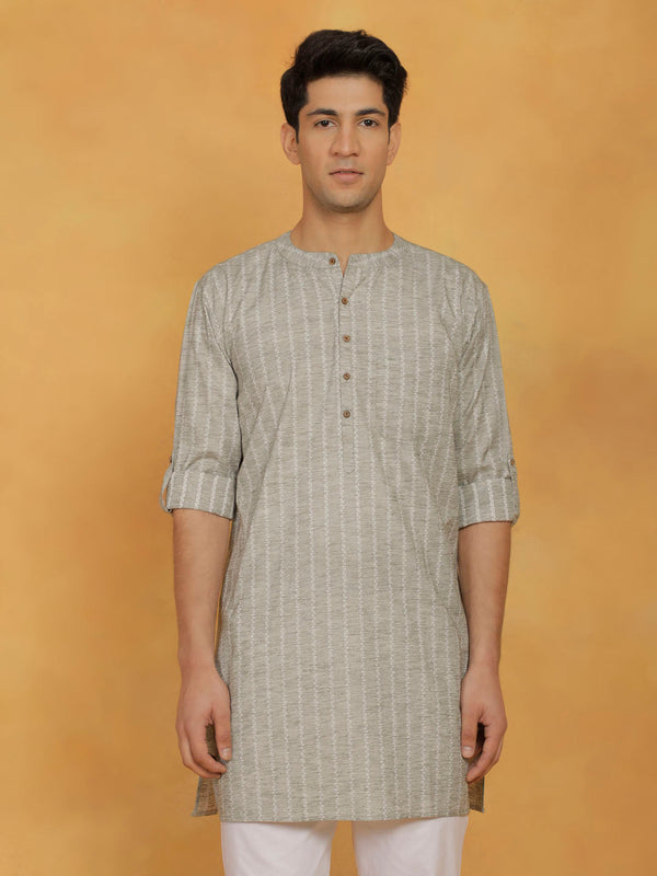 Jashvi Men's Green Cotton Kurta