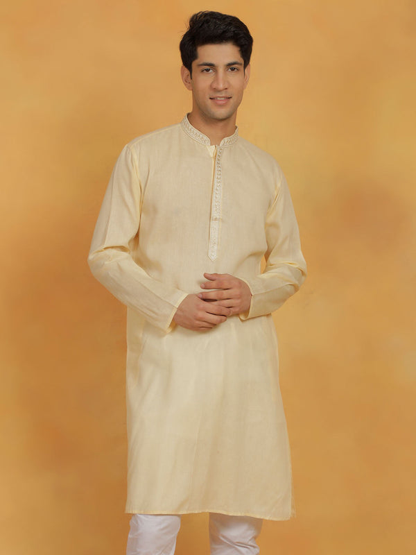 Jashvi Men's Cream Cotton Kurta