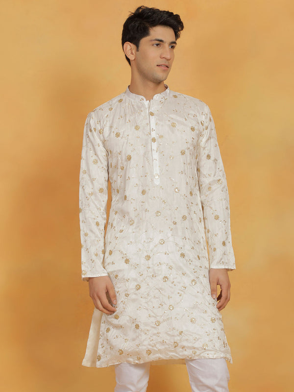 Jashvi Men's White Viscose Kurta