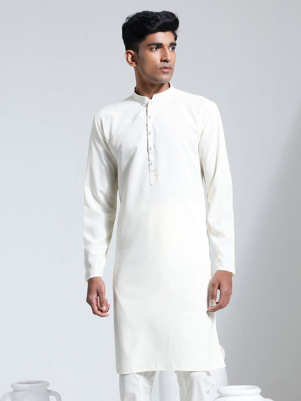 Jashvi Men's Cream Crepe Kurta