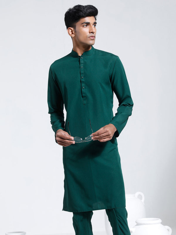 Jashvi Men's Green Crepe Kurta