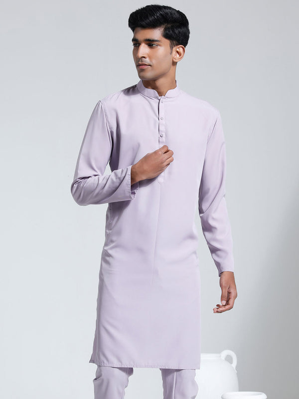 Jashvi Men's Purple Crepe Kurta