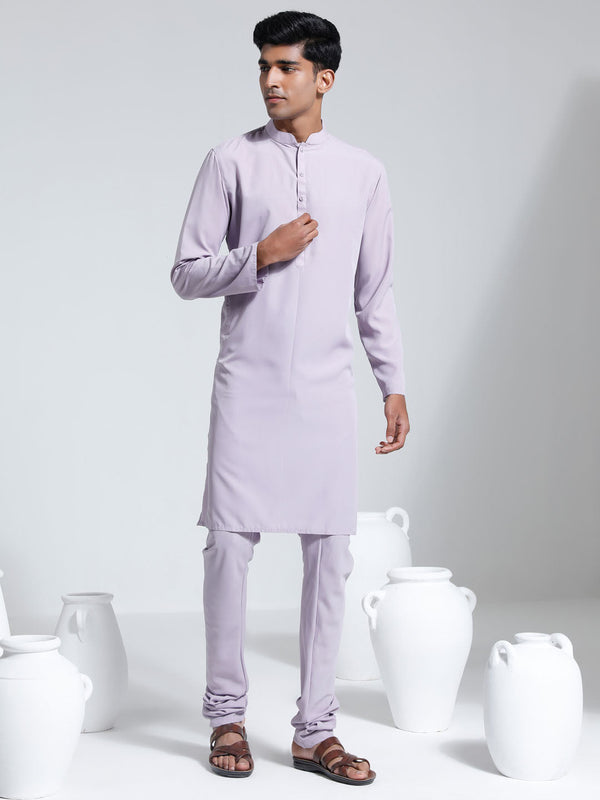 Jashvi Men's Purple Crepe Kurta And Pyjama