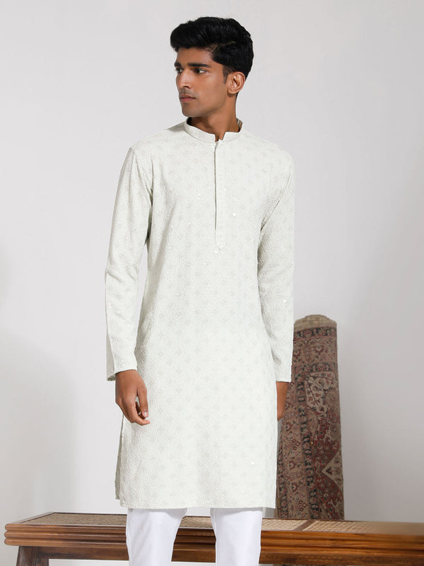 Jashvi Men's Pista Rayon Kurta