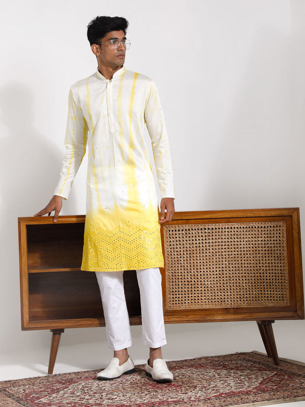 Jashvi Men's Yellow Viscose Kurta And Pyjama Set