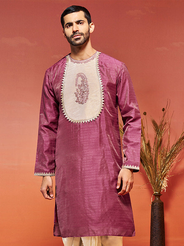 Jashvi Men's Onion Silk Blend Kurta