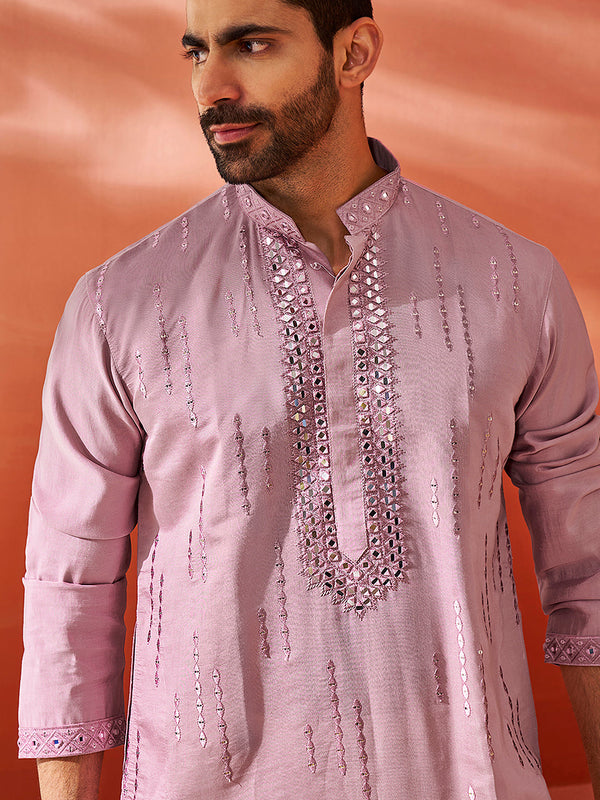 Jashvi Men's Onion Chanderi Kurta