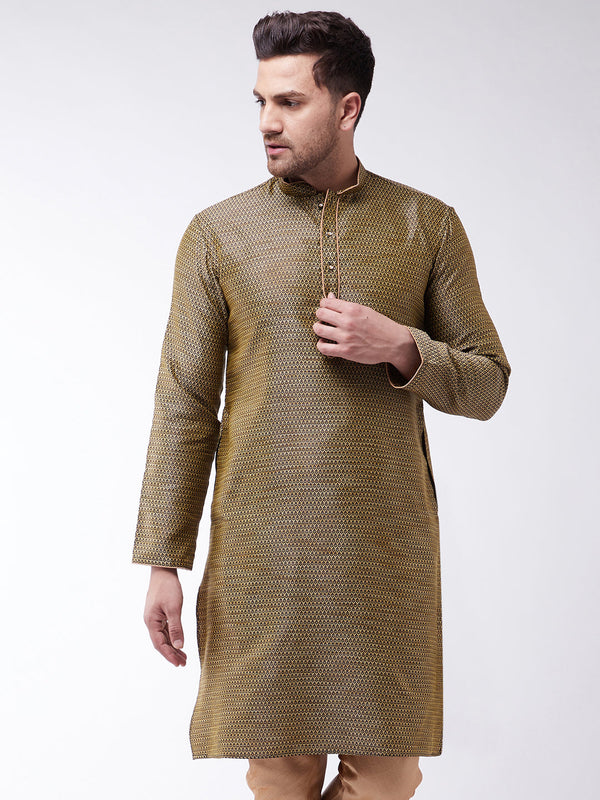 Jashvi Men's Black Silk Blend Kurta