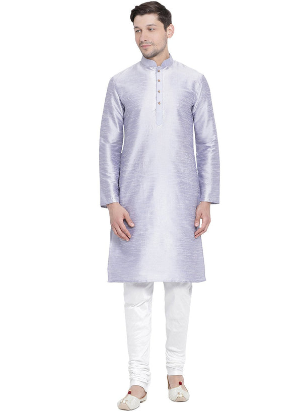 Men's Light Blue Silk Blend Kurta and Pyjama Set - Vastramay