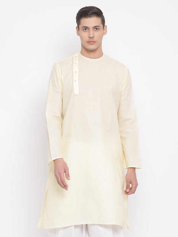 Jashvi Men's Cream Cotton Blend Kurta