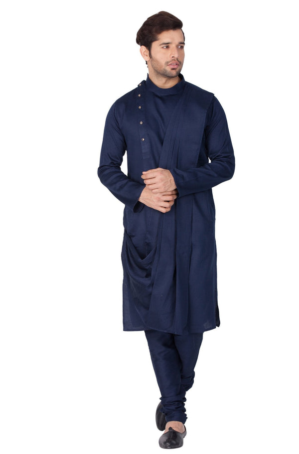 Men's Blue Cotton Kurta and Pyjama Set - Vastramay