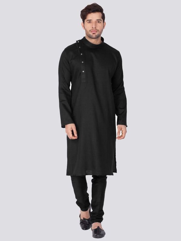 Men's Black Cotton Kurta and Pyjama Set - Vastramay