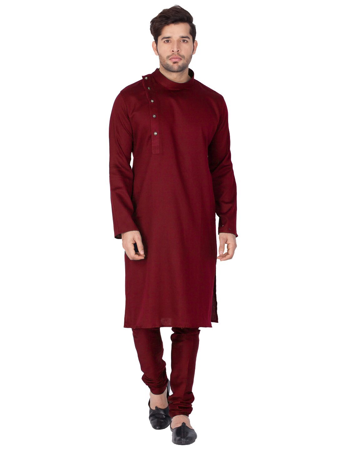 Men's Maroon Cotton Kurta and Pyjama Set