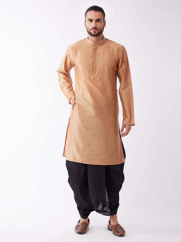 Jashvi Men's Rose Gold Kurta with Dhoti Pants