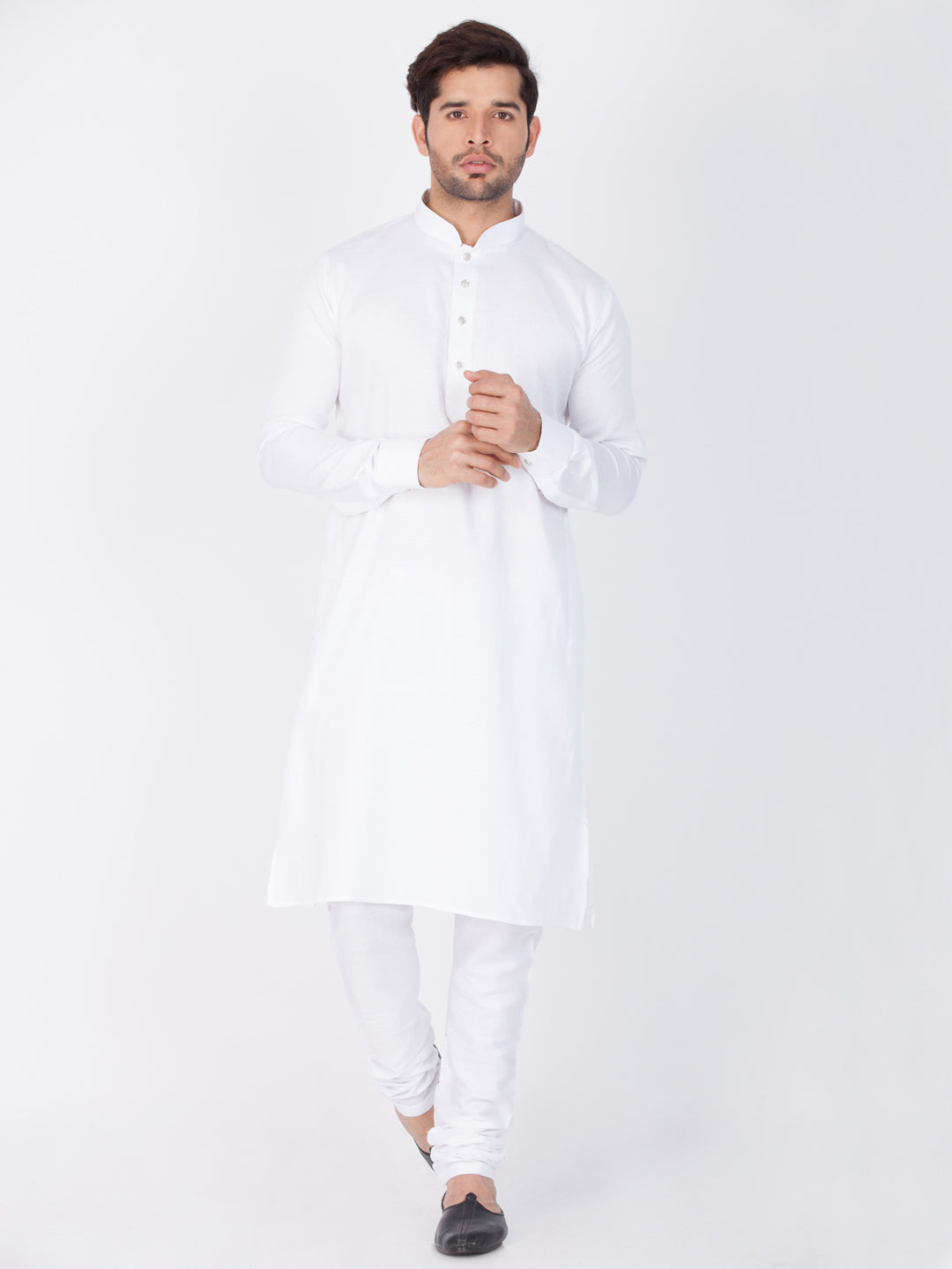 Men's White Cotton Kurta and Pyjama Set