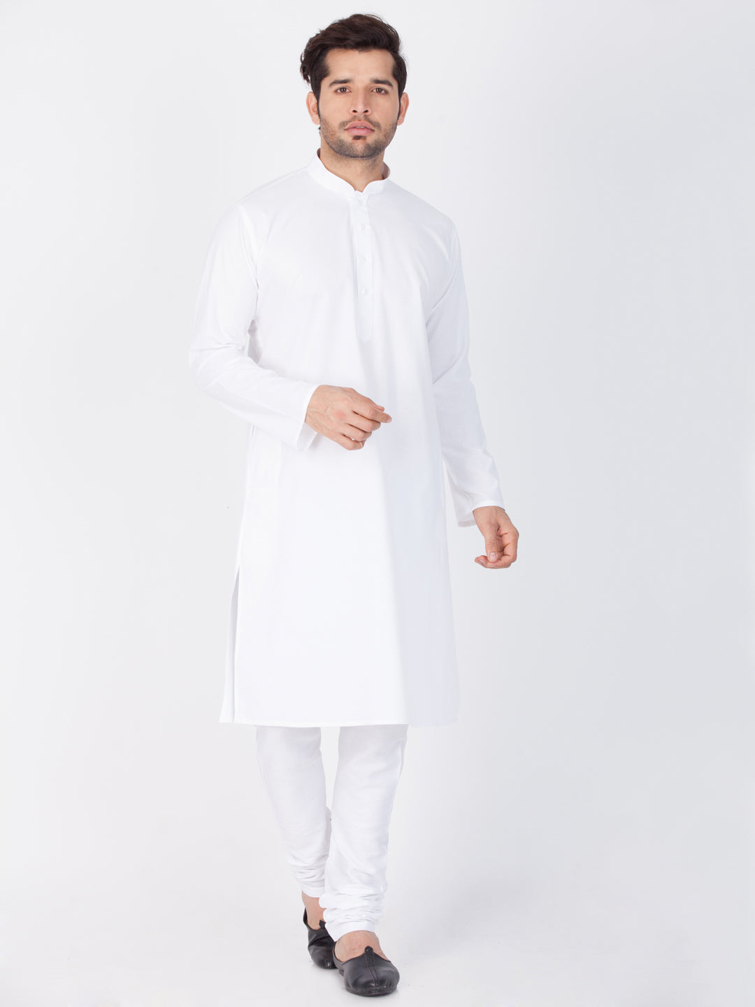 Men's White Cotton Kurta and Pyjama Set