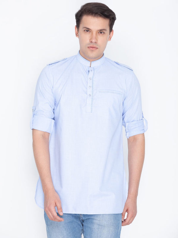 Jashvi Men's Blue Cotton Kurta