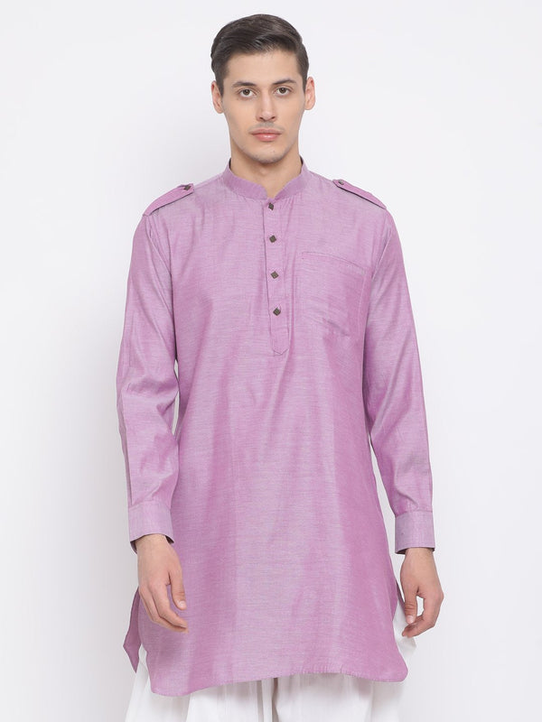 Men's Purple Cotton Kurta - Vastramay