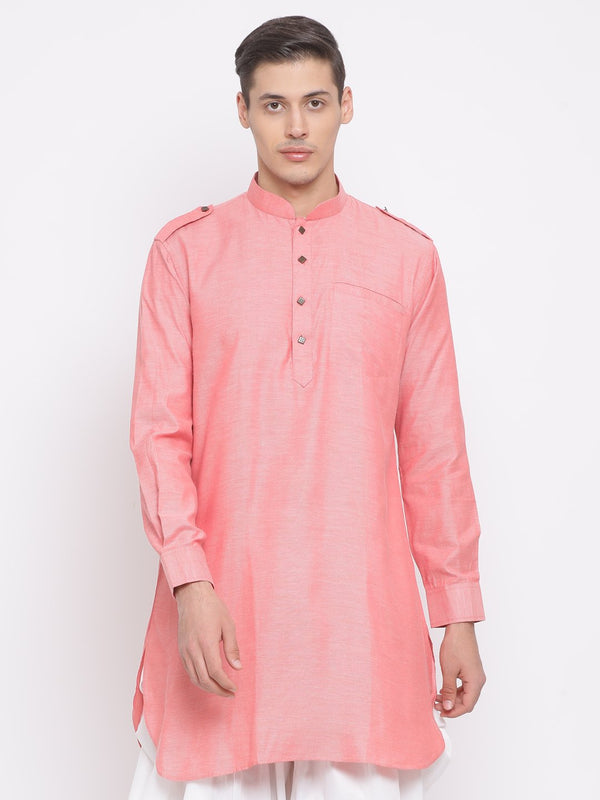 Men's Red Cotton Kurta - Vastramay