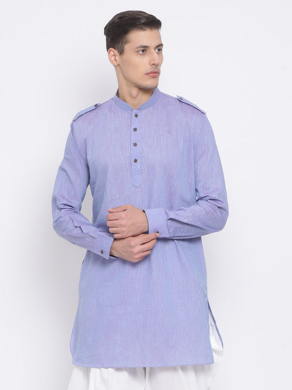 Men's Blue Cotton Kurta - Vastramay