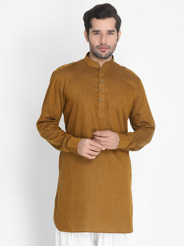 Men's Brown Cotton Kurta - Vastramay