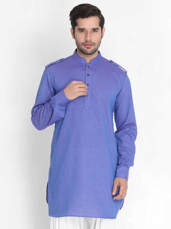 Men's Purple Cotton Kurta - Vastramay