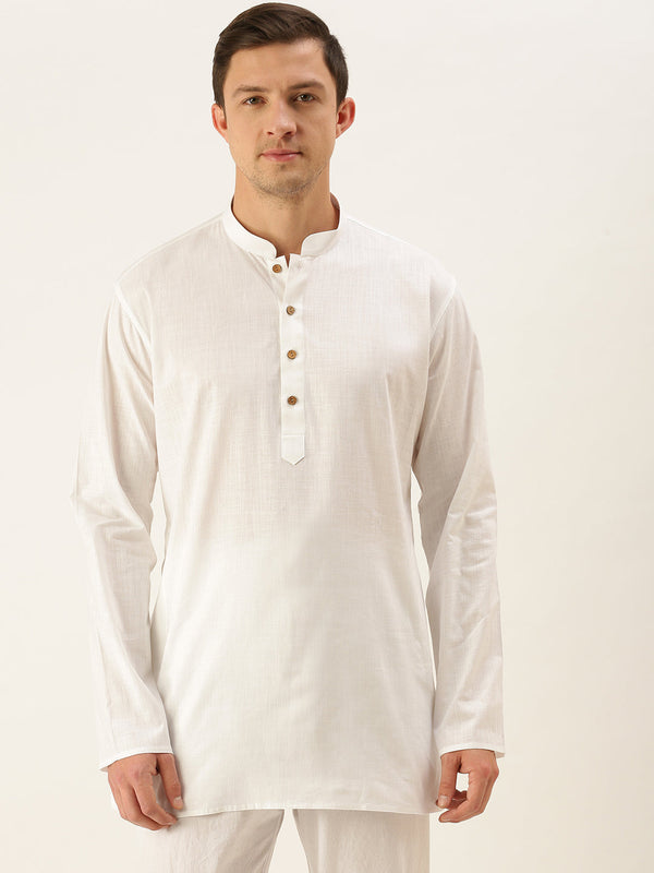 Jashvi Men's White Cotton Kurta