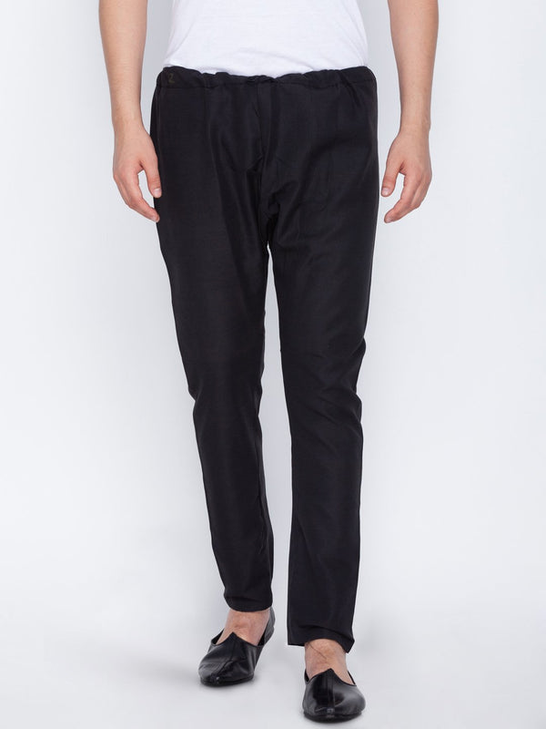 Men's Black Cotton Pyjama - Vastramay