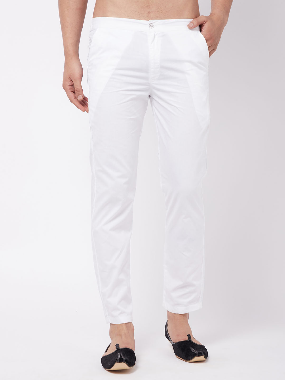 Men's White Cotton Pant Style Pyjama - Vastramay