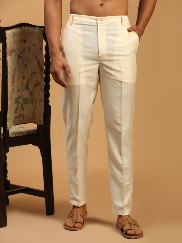 Jashvi Men's Cream Cotton Pant Style Pyjama