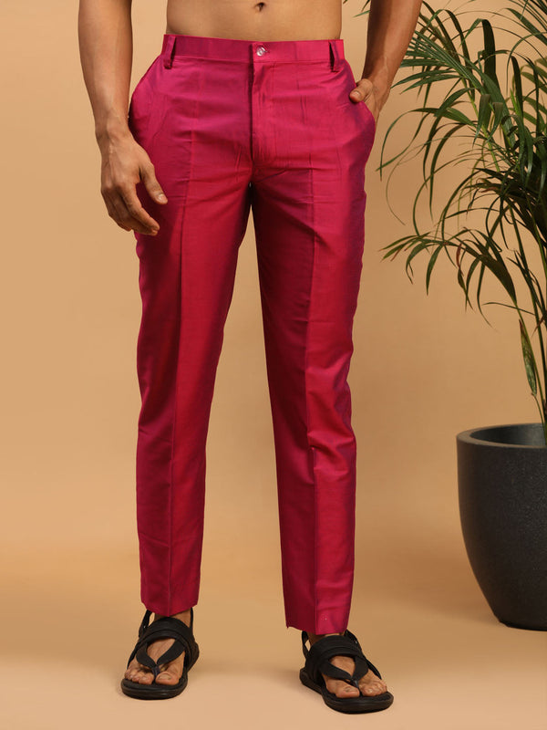 Jashvi Men's Dark Pink Magenta Viscose Pant Style Pyjama