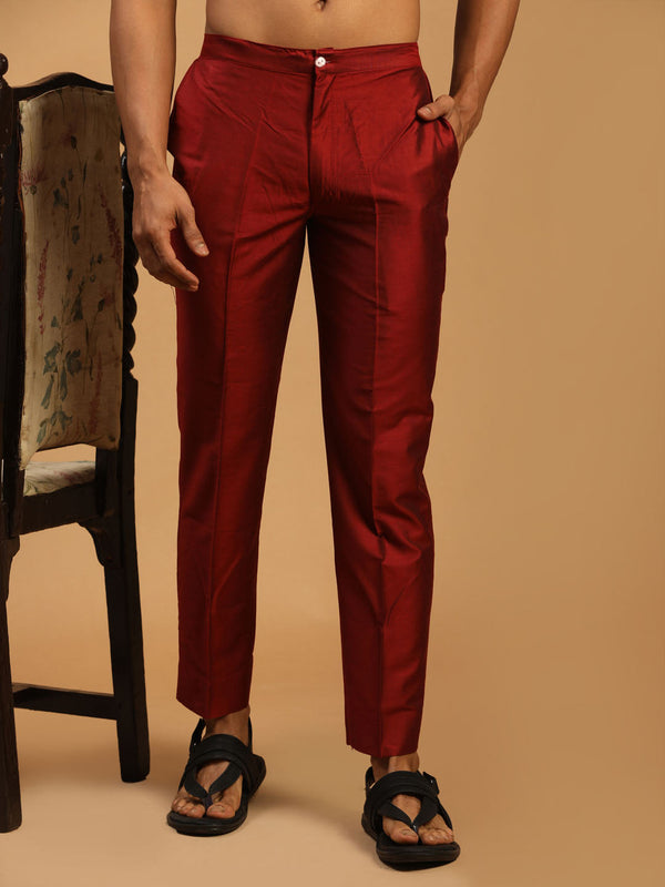 Jashvi Men's Maroon Cotton Pant Style Pyjama