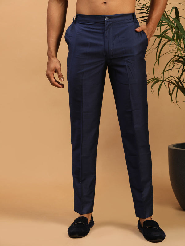 Jashvi Men's Navy Blue Cotton Pant Style Pyjama