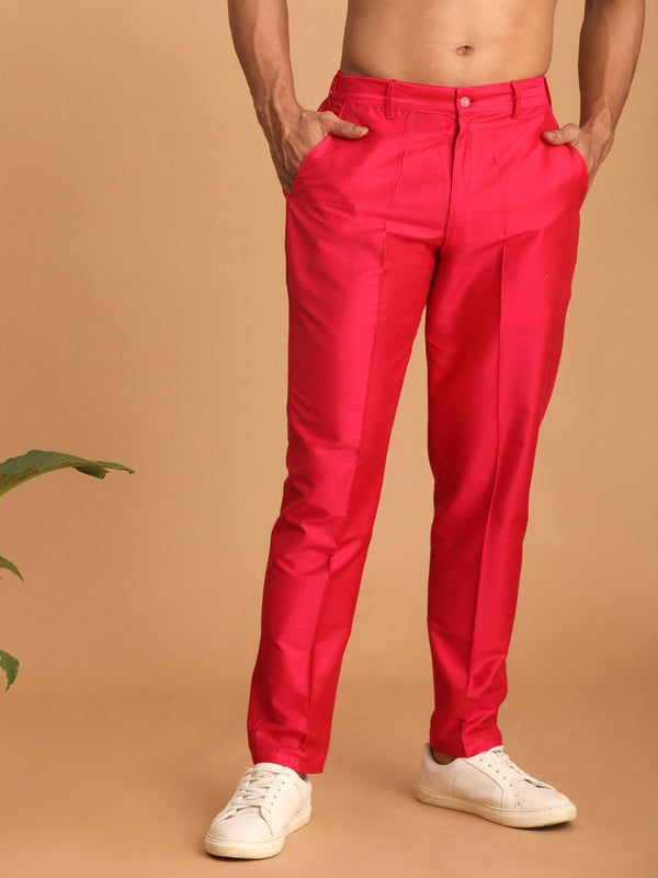 Jashvi Men's Valentino Pink Viscose Pant Style Pyjama