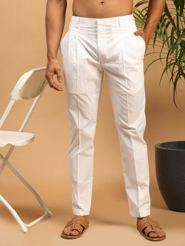 Jashvi Men's White Pure Cotton Pant Style Pyjama