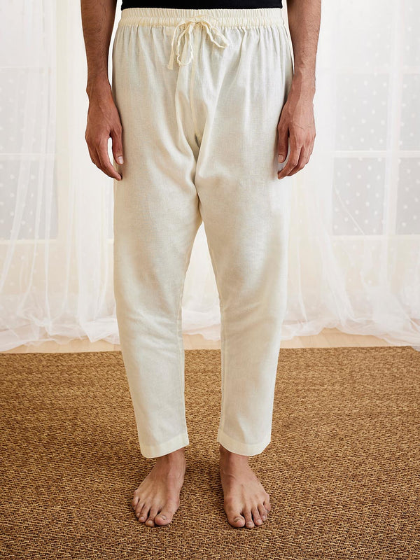 Jashvi Men's White Cotton Pyjama