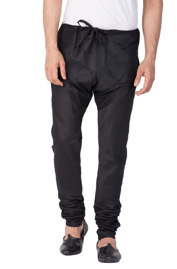 Men's Black Cotton Silk Blend Pyjama - Vastramay