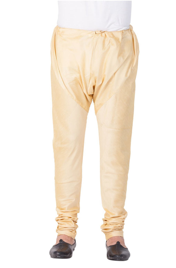 Men's Gold Cotton Silk Blend Pyjama - Vastramay