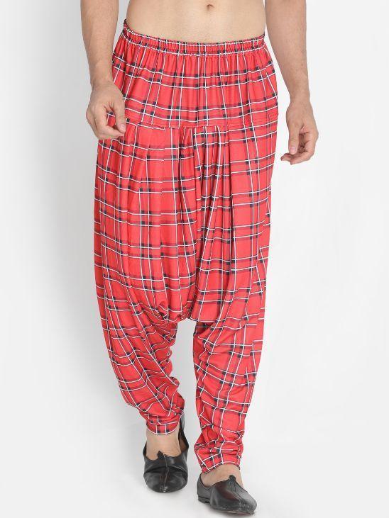 Men's Red Cotton Lycra Pyjama - Vastramay