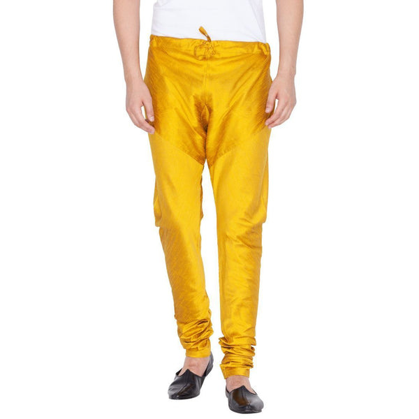 Men's Yellow Cotton Silk Blend Pyjama - Vastramay