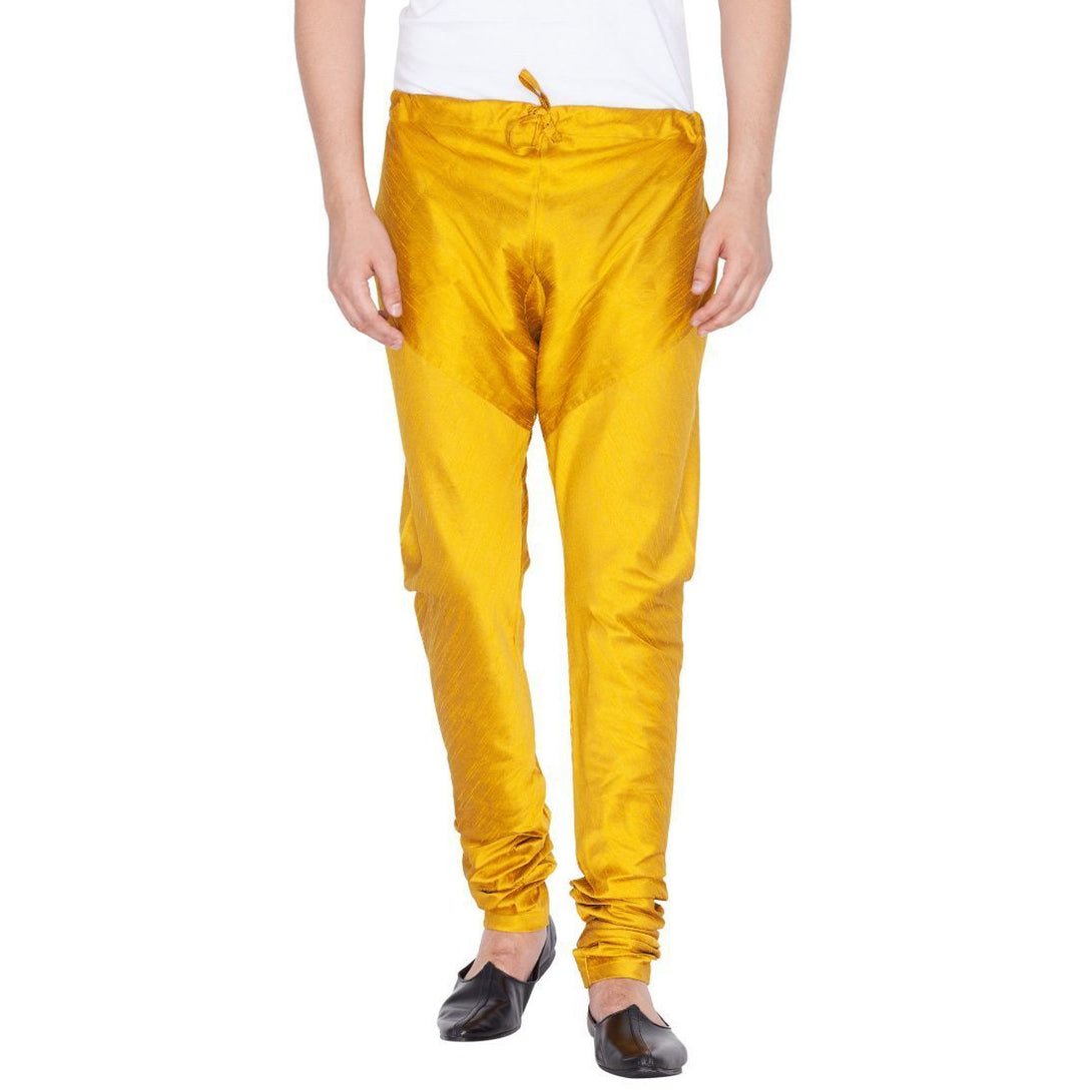 Men's Yellow Cotton Silk Blend Pyjama